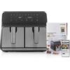 InnovaGoods® Friggitrice ad aria 8 litri, friggitrice 3400W, airfryer +100 ricette in IT, 10 programmi, touch screen, temporizzatore e flusso d'aria a 360°, Air fryer 2 zone di cottura indipendenti