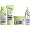 Garnier Set idratante per la cura dei capelli per tutti i ricci, ripara e rivitalizzata, con acidi grassi ialuronici e karité, pre-shampoo, shampoo, maschera per capelli, spray, 4 pezzi