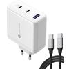 NOVOO Caricabatterie USB C da 120W con 1M cavi PD 100W Type-C, Caricatore compatto PPS GaN III a 3 porte, per MacBook Pro 14''/Dell XPS 13/iPad Pro/iPhone 16/Galaxy S23/Note 20, White