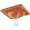 Ferroluce Retrò Plafoniera Vintage a Base Quadrata E27, 77 W, Arancio Lucido, 10x31x31 cm