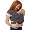 Boba Wrap - Fascia Elastica Porta Bebè Neonato, Portabimbo Facile dalla nascita a 15kg (Serenity Charcoal)