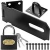 Litensh Serrature per porte in acciaio inossidabile con lucchetto, chiusura di sicurezza, chiusura di sicurezza, extra spessa, per cancello e capannone, per camera da letto, garage, finestra (nero, 10