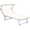 Brixo Lettino Prendisole da Giardino Mare Spiaggia in Alluminio Professionale Pieghevole Rimini con Tettuccio Parasole - RIMINILUILEI