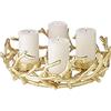 EDZARD Corona d'avvento Porus, design corna, alluminio nichelato, color oro, diametro 30 cm, per candela diametro 6 cm