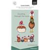 Vaessen Creative Trasparenti in Silicone Galline di Natale-12 Timbri-per Fai-da-Te, Scrapbooking, Biglietti, DIY e Buste-Compatibile con Stamping Tool + Blocco Acrilico, Transparente, A6
