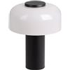 EGLO Ponente Lampada da tavolo a LED, per esterni, a batteria, touch, dimmerabile, senza fili, ricaricabile tramite USB, in metallo nero e vetro bianco, luce bianca calda e neutro, IP44