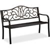 Relaxdays Panca da Giardino per 2 Persone, Stile Antico, Balcone, Acciaio e Ghisa, 90x127,5x63 cm, Nero-Bronzo