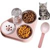 USYSGT Ciotole per Gatti, 3 in 1 Ciotola Gatti Doppio in Acciaio Inossidabile con Distributore Automatico di Acqua Ciotola Gatti Rimovibile Ciotole per Gatti e Cuccioli con il Cucchiaio (Rosa)