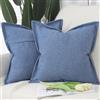 Madizz 2 Pezzi Poliestere Lino Copricuscini con bordo largo Morbido Decorativo Fodere per Cuscino Lusso Stile per Divano Camera da Letto 40x40 cm Blu denim
