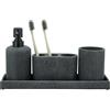 ZCCZ Set di 4 accessori da bagno nero con dispenser di sapone, porta spazzolino da denti, bicchiere da bagno e vassoio da toeletta, organizer decorativo per bancone