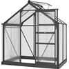 Outsunny Serra da giardino in policarbonato 190 x 132 x 201 cm resistente ai raggi UV 30+ fondazione rinforzata grondaia grigio