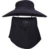 WANYIG Cappello Uomo per Estivo Impermeabile Cappello da Pescatore Uomo Donna a 13.5cm Tesa Larga Cappello da Sole Boonie Hat per Safari Trekking con Protezione per Il Collo(Nero)