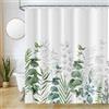 Uiiooazy Tenda de Doccia Antimuffa 180x220cm Eucalipto Foglie Verde Grigio