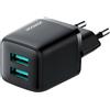 JoyRoom - caricabatterie da rete - 2 x USB + ricarica rapida - 12W, 2,4A - nera