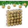 Relaxdays Palline di Natale, Set 50 Palle Albero, Addobbi Natalizi, ∅ 6 cm, in Plastica Opaca, Lucida, Glitter, Oro