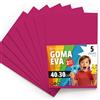 OFITURIA Fogli di Gomma Eva Colorata per Lavoretti Creativi, Fai-da-te, Progetti Scolastici, Scrapbooking, Decorazioni Artistiche e Biglietti 40x30cm (Fucsia, 5 pz)