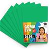 OFITURIA Fogli di Gomma Eva Colorata per Lavoretti Creativi, Fai-da-te, Progetti Scolastici, Scrapbooking, Decorazioni Artistiche e Biglietti 20x30cm (Verde, 10 pz)