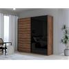 FORTE JAWA - Armadio 220 con ante sospese, stile industriale, camera da letto, 2 ante, con ripiani, decorazione in legno scuro, 220 cm di larghezza x 210 cm di altezza x 61 cm di profondità