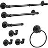 CADUKE Set di Accessori per Il Bagno, Set di 7 Barre di Asciugamani industriali con portasciugamani di Carta, Supporto per Asciugamani a Parete, Anello portarotolo, Porta Carta igienica e Accappatoio