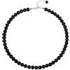 FOCALOOK Collana Girocollo Donna Perle di Cristallo da 8 mm Colore Nero con Catenina Acciaio 40cm+ 5cm