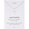 LUUK LIFESTYLE Collana con piastrina a cuore e occhio di Nazar, simbolo d'amore e portafortuna, dedica HAPPINESS, 50 cm, femminile, argento