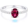 Bellitia Jewelry Anello da donna in argento sterling 925 con rubino sintetico, anello alla moda con pietre preziose da donna, gioielli da donna