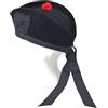 Kilt Emporium Cappello militare scozzese Piper Glengarry in pura lana, con pompon rosso, traspirante, vestibilità comoda, nero, 7.625
