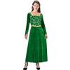 Funhoo Abito Donna Costume da Principessa Fiona Vestito Intero Verde Velluto Manica Lunga Abito Cosplay di Halloween Festa (Verde, S)