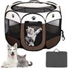 KQWVZ Box Pieghevole Per Animali Domestici, Gatti e Cani Piccoli, Recinto Per Interno, Per Cuccioli e Piccoli Animali, 74 x 74 x 43 cm (Marrone)