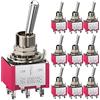 Clyxgs CLDIY - Interruttore a levetta AC 5 A/125 V, 2 A/250 V, 6 poli, connettori on/off, DPDT a 3 posizioni, mini interruttore a levetta in miniatura, per cruscotto, 10 pezzi