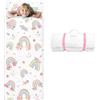 decalsweet Sacco a Pelo Bambino con Rimovibile Cuscino, Nap Mat per Bambini Pieghevole per Ragazze Ragazzi, Nap Mats con Doppia Cerniera per Campeggio, Scuola Materna e Asilo, 150×60cm Arcobaleno