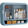 Generic Pensile Bagno Sospeso Salvaspazio Armadietto Bagno Sospeso Blu Porta Magnetica Risparmio di Spazio Ante Trasparenti Installazione Senza Fori Adatto per Soggiorno, Camera da Letto(Blue,37.5*11*30cm)