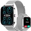 Yoever Smartwatch Uomo Donna, 1.85 Orologio Smartwatch con Chiamate e Notifiche WhatsApp, Fitness Tracker con Contapassi Sonno SpO2 Cardiofrequenzimetro, 110 Sportive, IP68 Watch per Android iOS Argento