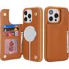SailorTech per iPhone 14 Pro max Custodia per telefono con porta carte di credito, iPhone 14 Pro max Custodia con slot per carte di credito mag safe Portafoglio Zipper per uomo - Marrone