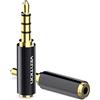 VENTION Jack da 2,5 mm femmina a 3,5 mm maschio jack stereo da 3,5 mm in metallo stereo completo per cuffie audio adattatore per cuffie connettore convertitore supporto funzione MIC(2 pezzi)