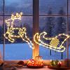 GlobaLink Luci Natale Finestra Renna e Slitta con 95LED, Renna Natale Luminosa con Batteria 8 Modalità IP44 Impermeabilità Finestre Luci per Interno Esterno Vetrina Porte Casa Festa, Bianco Caldo