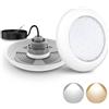 LyLmLe Proiettore Piscina LED con Filettatura Esterna 2, 18W Lampade Piscina 2 Colori Selezionabili Bianco 3000K & 6000K, Ø242mm, 12V AC Luce Sommergibile per Piscinas Fuori Terra Acciaio