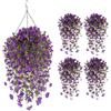 EUWLY Fiori artificiali da appendere, piante finte per esterni in finta seta, viola, decorazione resistenti ai raggi UV, realistiche per portico, casa, patio, balcone, cortile