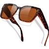 KANASTAL Tartarugati Occhiali da Sole Marroni Chiari Donna Uomo Polarizzati UV400 Sovraocchiali da Sole Maculati Quadrati TR90 Retro Brown Sunglasses over Glasses -Lenti Marrone Montatura Tartaruga