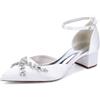 MINITOO Sexy Evening Scarpe da donna con tacco grosso décolleté da sposa con strass, M334 bianco tacco da 4 5 cm, 36 EU