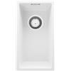 PRIMAGRAN Lavello da Cucina Bianco 26x47cm, Lavandino in Granito a 1 vasca + Sifone Classico, Lavabo Incasso al mobile 30cm - London Slim S053