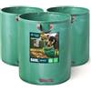 Perel Sacco Per Rifiuti Da Giardino Pieghevole 85L – Verde Scuro/Antracite, Resistente All'Acqua Con Manici