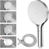 Auralum Soffione Doccia Anticalcare con Tubo da 1.5 m - Doccino per Doccia Grande 140 mm con Alta Pressione - 4 Modalità Regolabili & Risparmio Idrico - Ugelli in Silicone Autopulenti - Cromato/Bianco