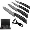 Ballery Set di coltelli in Ceramica, 4 Coltelli Ceramica e 1 Pelapatate (6'' Coltello da Cucina, 5'' Coltello Multiuso, 4'' Frutta, 3'' Sbucciatura) affilato e Leggero - Nero