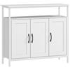 HOMCOM Credenza da Cucina con Ripiano Aperto e 2 Armadietti, in Legno e Acciaio, 100x35x88 cm, Bianco | Aosom Italy