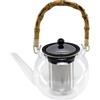 Bodum Teiera a Pressione in Borosilicato Assam, Filtro in Acciaio Inox con Coperchio in Silicone e Manico in Bambu', Lt 1