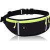 JRILUO Marsupio running uomo e donna, porta telefono corsa impermeabile con 4 tasche, marsupio sportivo per corsa con porta cellulare, porta bottiglia e riflettori, taglia regolabile 60-110 cm Nero