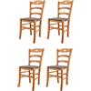t m c s Tommychairs - Set 4 sedie modello Cuore per cucina bar e sala da pranzo, robusta struttura in Legno di faggio color miele e seduta rivestita in tessuto colore capriolo