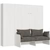 Decor Space Letto Bologna matrimoniale a scomparsa con divano, in legno, con apertura verticale, per camera da letto (Con colonna, Bianco Frassino)