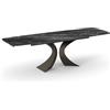 PAZZO DESIGN Tavolo Allungabile Donatello, Piano In Marmo Nero con Venature Bianche/Grigio chiaro, Gambe Nere, Cucina, Soggiorno, Ceramica, 180 x 90 x h76 cm - id_2301